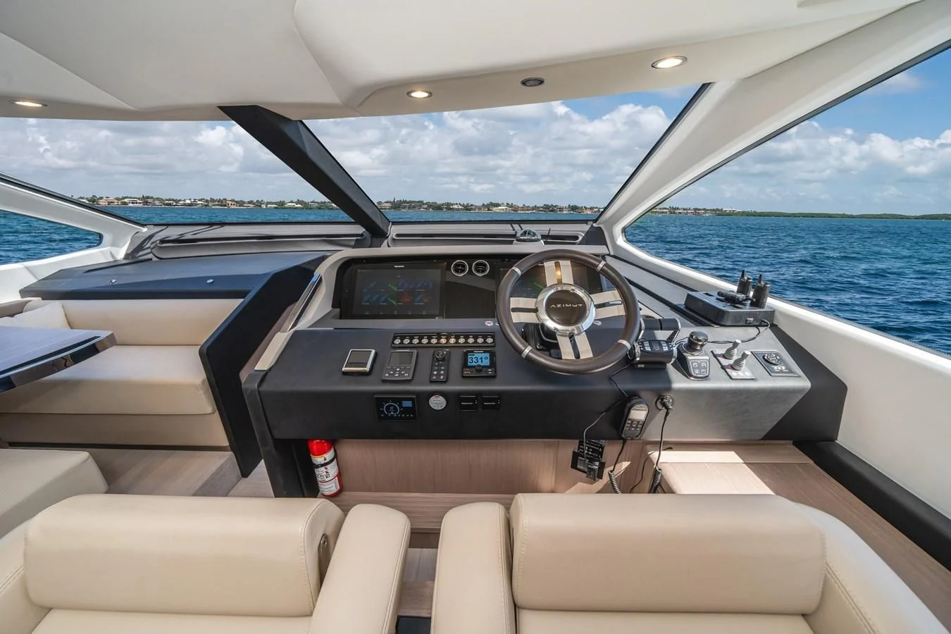 the inside of a car aboard 2022 AZIMUT 72 FLYBRIDGE OUR TRADE Yacht for Sale