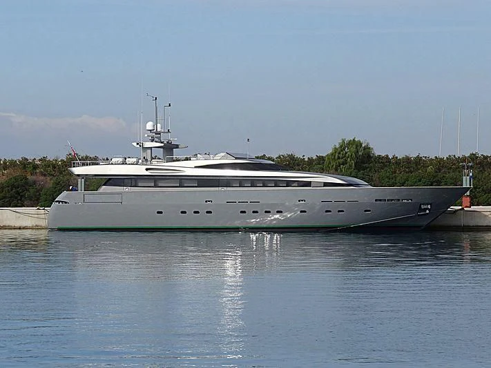 a large white yacht on the water aboard VELVET Yacht for Sale