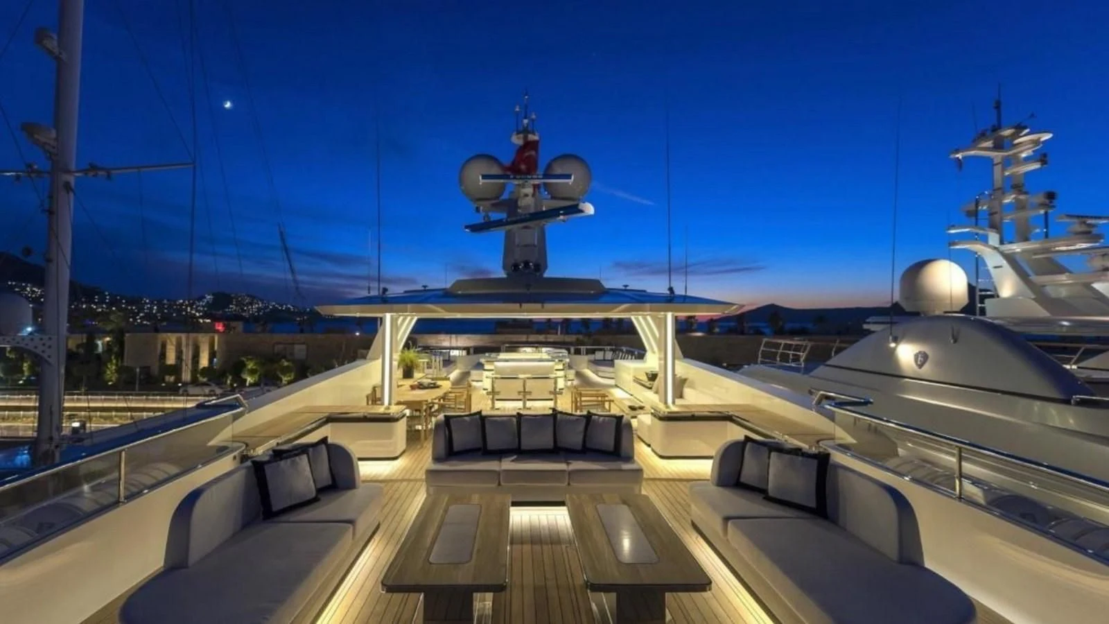 a large ship in a harbor aboard M 47 Yacht for Sale