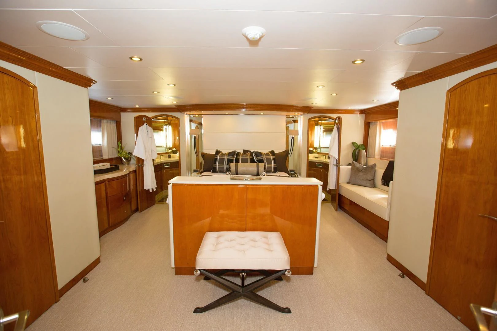 a room with a table and chairs aboard STERLING V Yacht for Sale