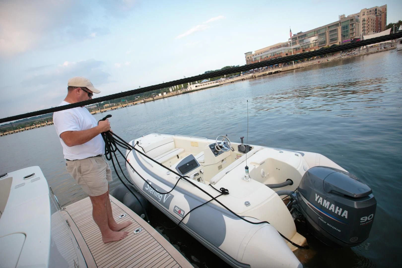 a person on a boat aboard STERLING V Yacht for Sale