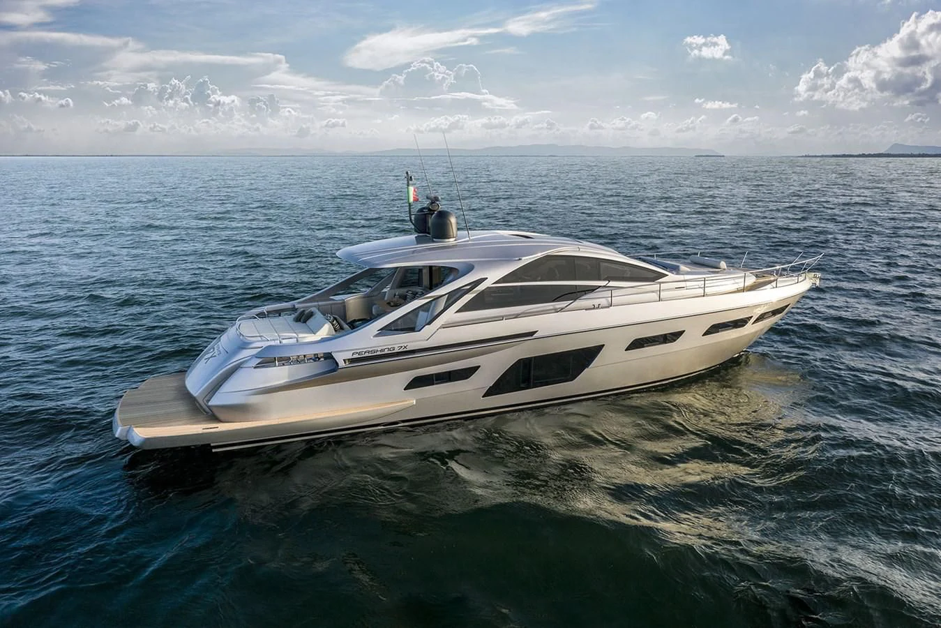 a white yacht in the water aboard UNREEL Yacht for Sale