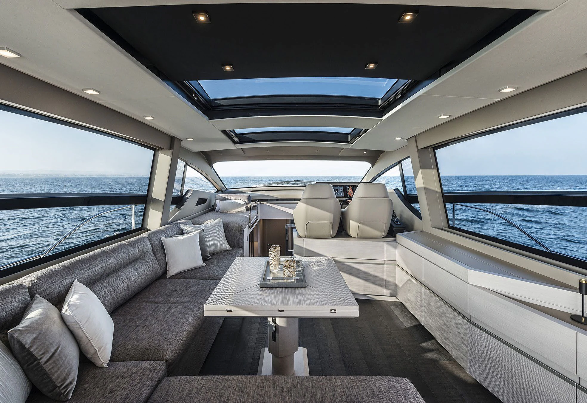 inside of a car aboard UNREEL Yacht for Sale