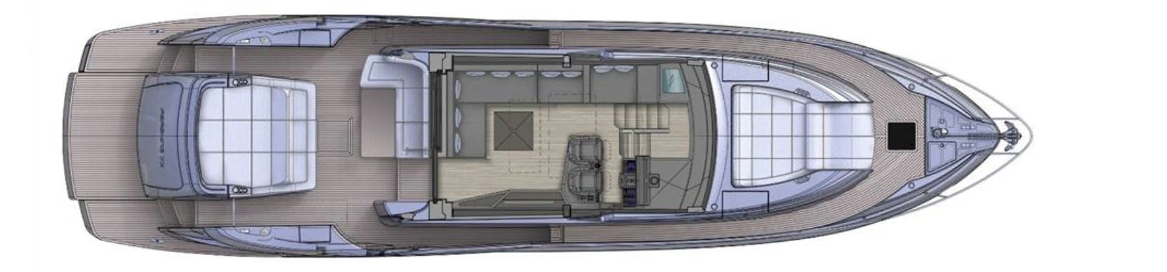 a drawing of a house aboard UNREEL Yacht for Sale