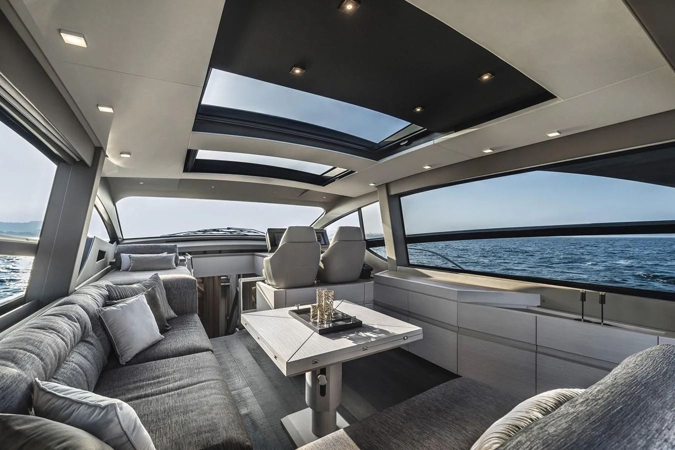 inside of a car aboard UNREEL Yacht for Sale