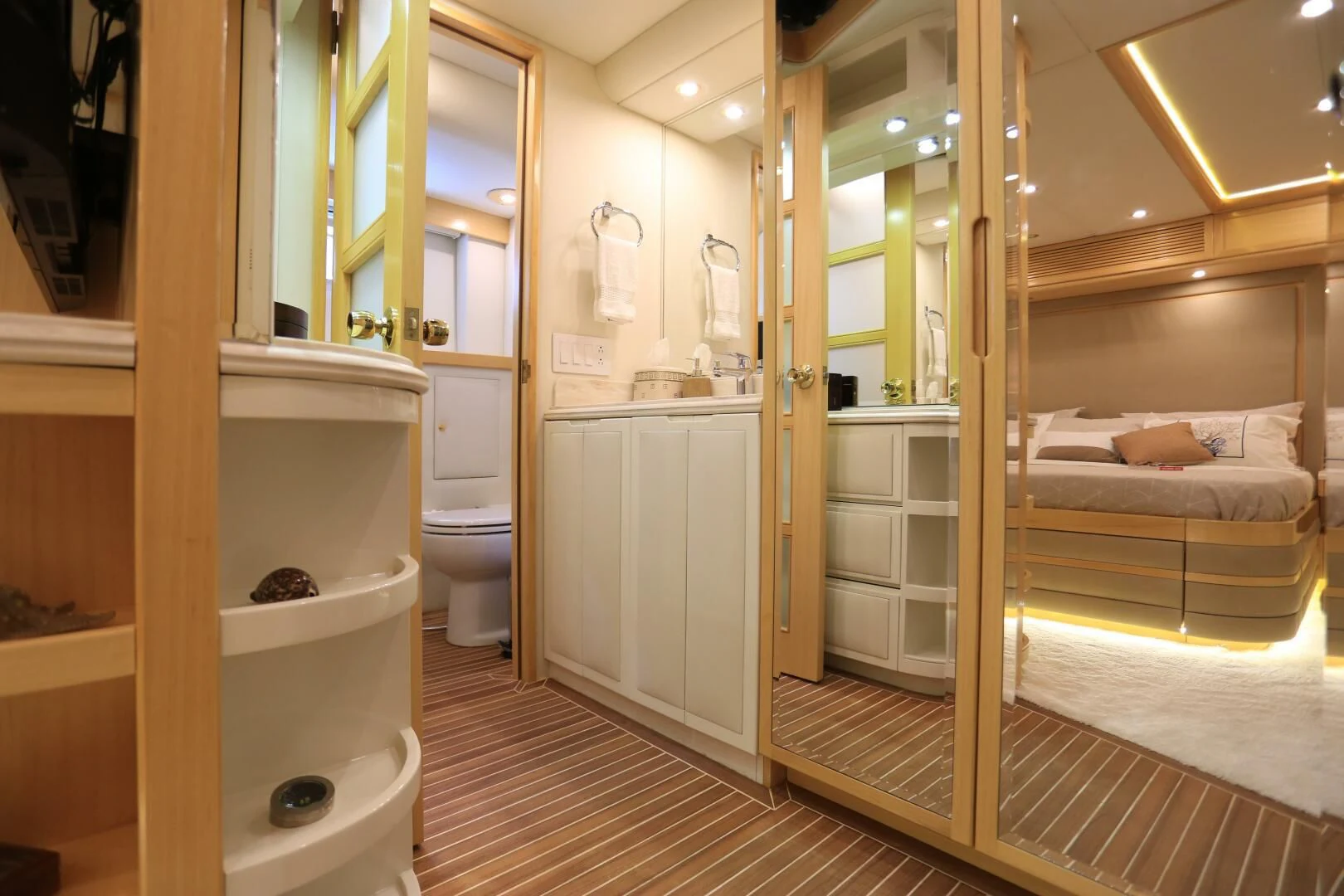 a bathroom with a glass shower aboard FORTY LOVE Yacht for Charter