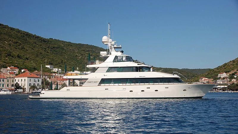 a white yacht on the water aboard FORTY LOVE Yacht for Charter