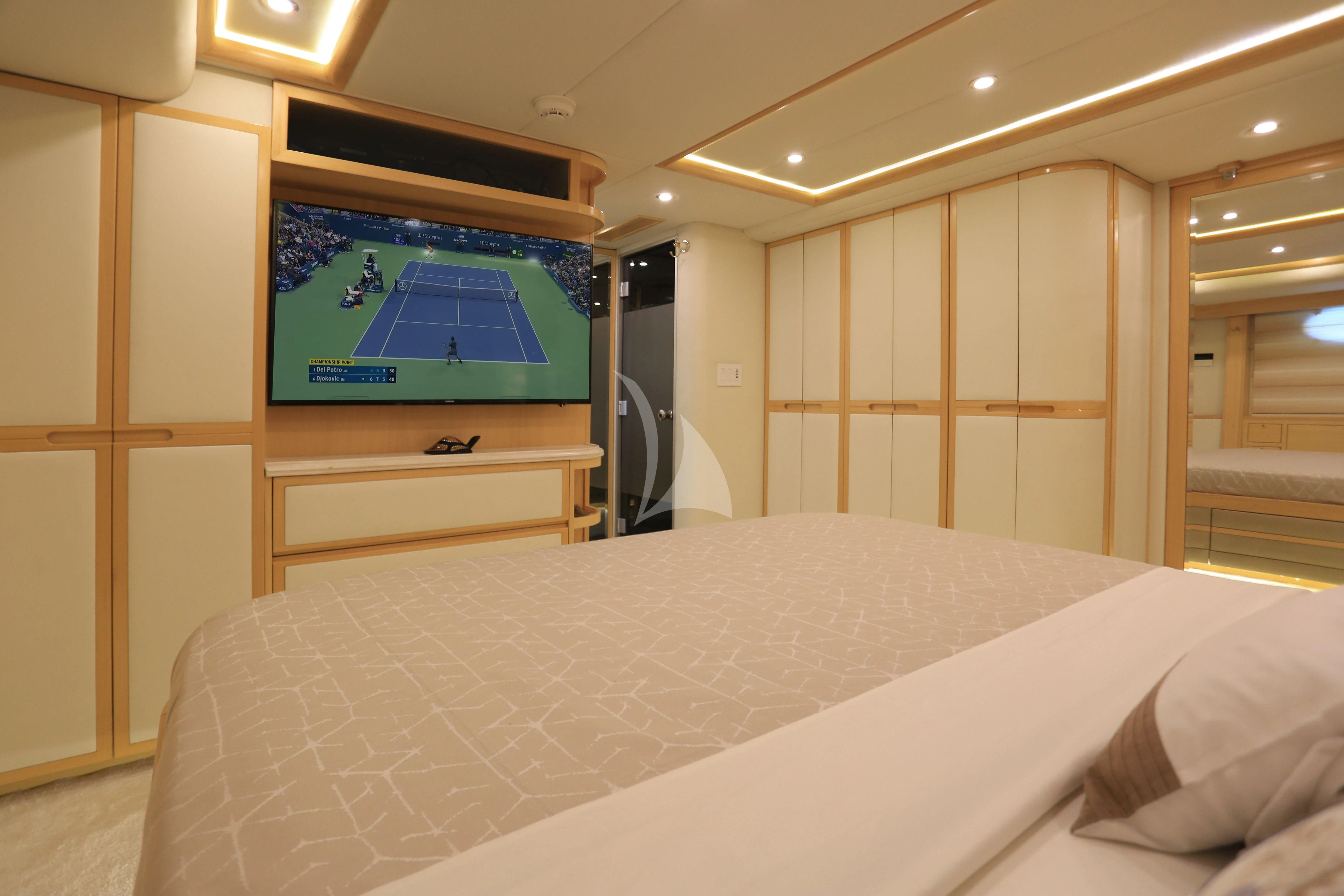 a bed in a room aboard FORTY LOVE Yacht for Charter