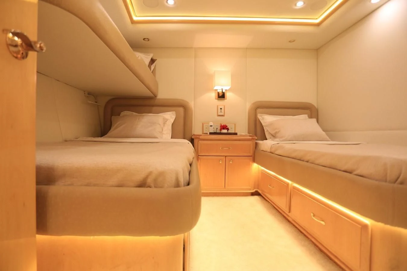a room with two beds aboard FORTY LOVE Yacht for Charter