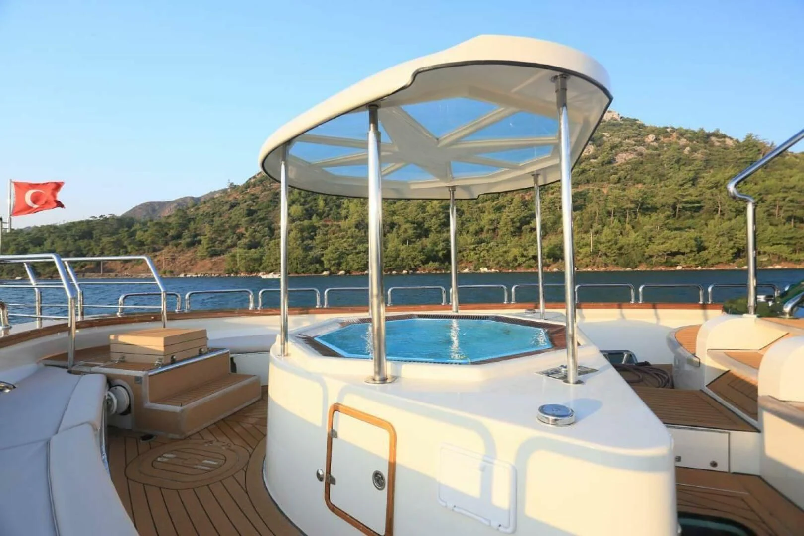 a boat on a deck aboard FORTY LOVE Yacht for Charter
