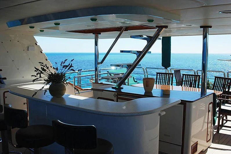 a large balcony overlooking the ocean aboard FORTY LOVE Yacht for Charter