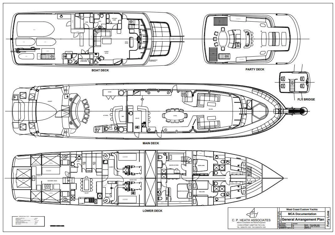 diagram, engineering drawing aboard FORTY LOVE Yacht for Charter