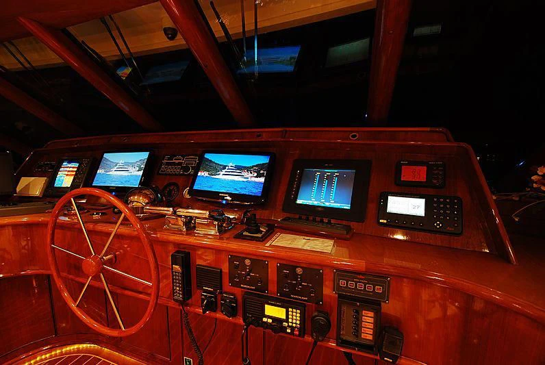 a control panel of a control room aboard FORTY LOVE Yacht for Charter