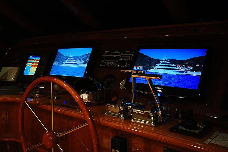 a control panel in a control room aboard FORTY LOVE Yacht for Charter