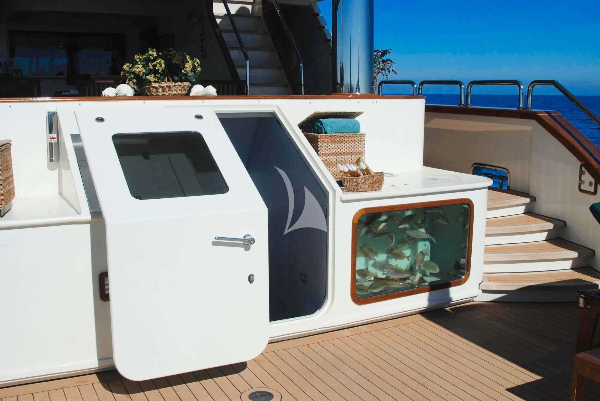 a small white house aboard FORTY LOVE Yacht for Charter