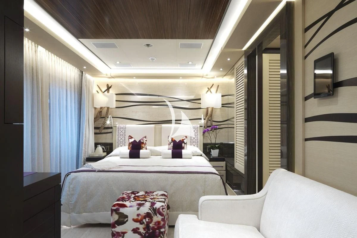 a couple of people in a hotel room aboard DRAAK Yacht for Sale