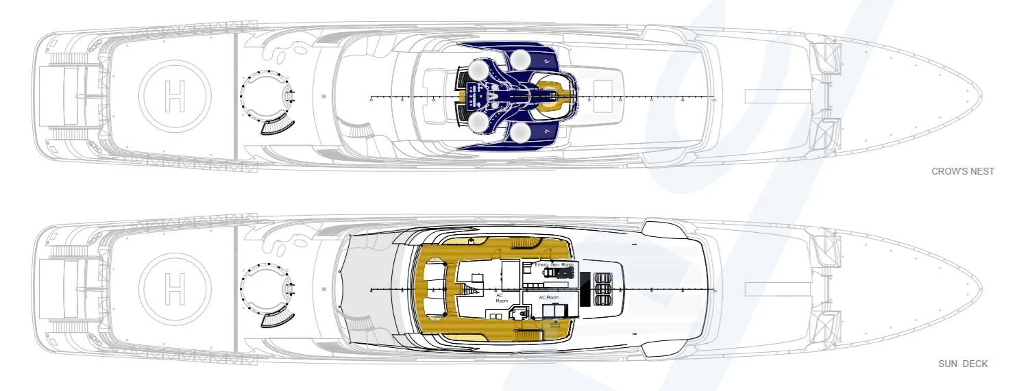 diagram, engineering drawing aboard DRAAK Yacht for Sale