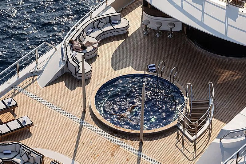 a satellite dish on a deck aboard DRAAK Yacht for Sale