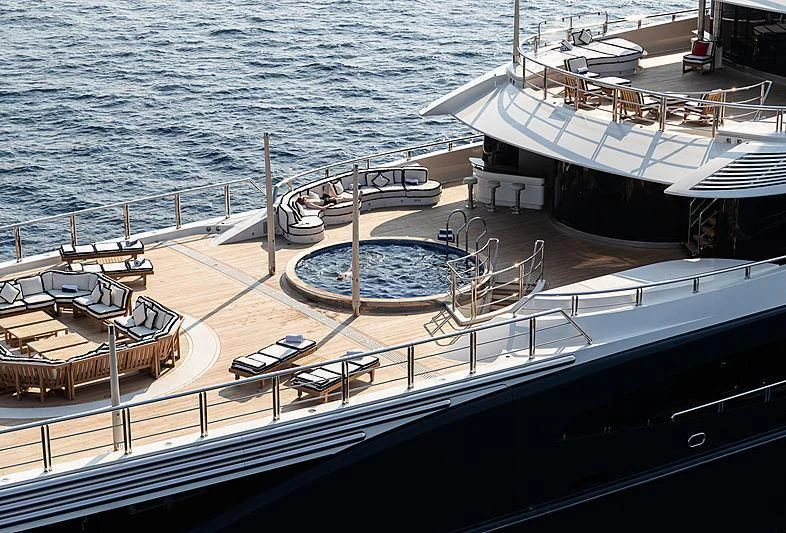 a large ship docked aboard DRAAK Yacht for Sale