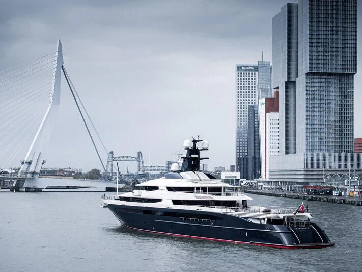 a boat in the water aboard DRAAK Yacht for Sale