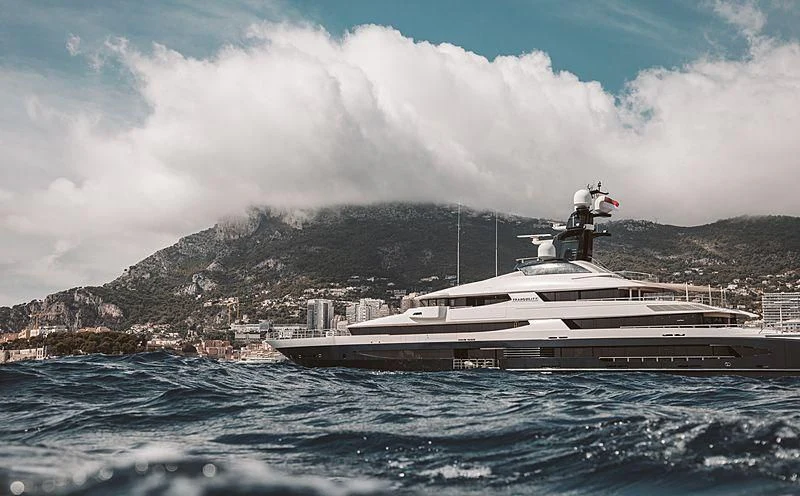 a boat in the water aboard DRAAK Yacht for Sale