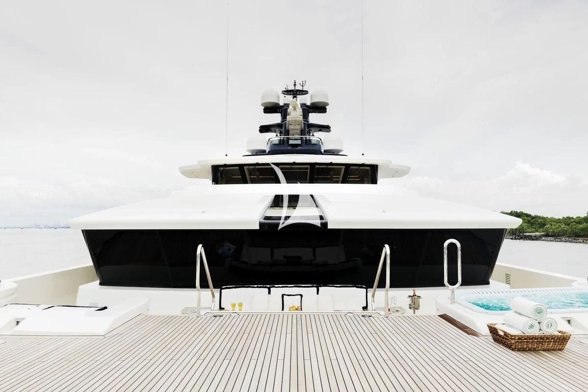 a large white ship aboard DRAAK Yacht for Sale