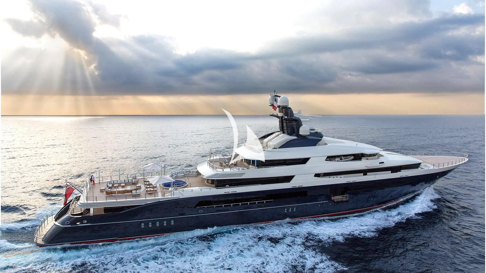 a white yacht on the water aboard DRAAK Yacht for Sale