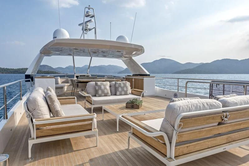 a boat on a deck aboard LADY STEFANI Yacht for Sale