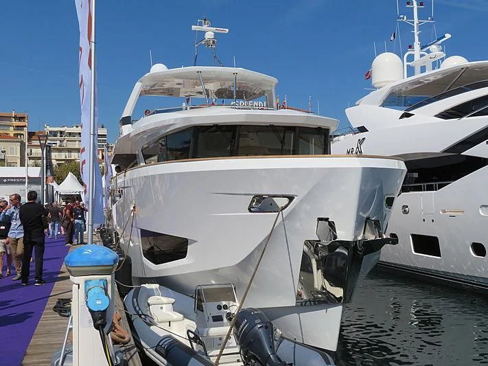 a group of boats are parked in a harbor aboard LADY STEFANI Yacht for Sale
