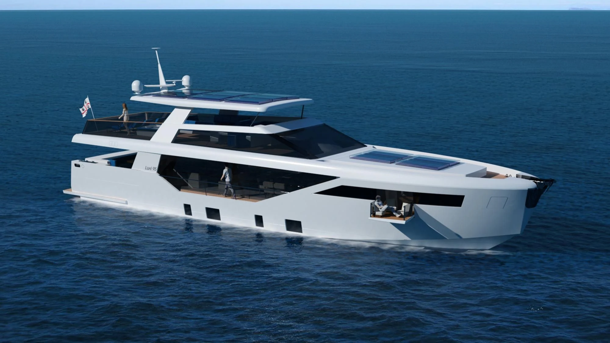 a white yacht in the water aboard LADY STEFANI Yacht for Sale