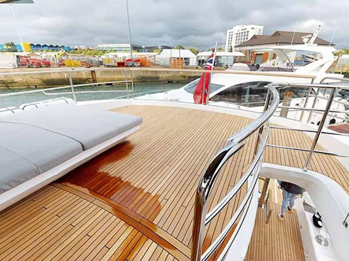 a deck with a railing and a view of a city aboard 88 YACHT - M/Y IP Yacht for Sale