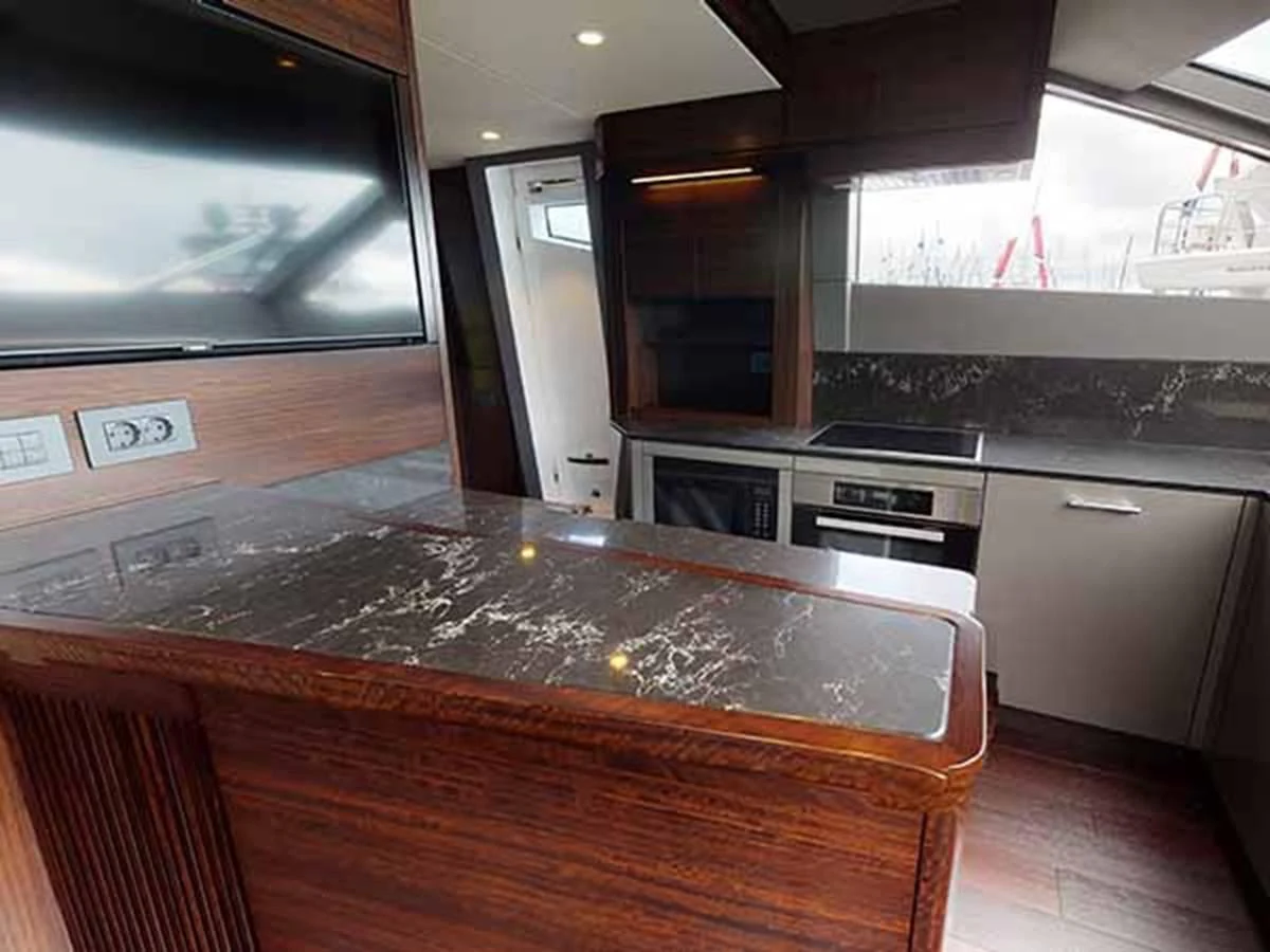 a kitchen with a large island aboard 88 YACHT - M/Y IP Yacht for Sale