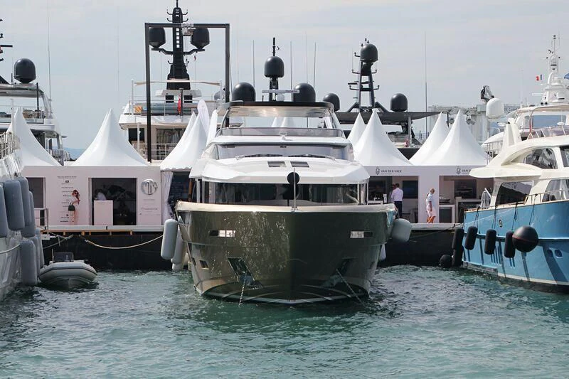 a group of boats are parked in the water aboard MANIKIM Yacht for Sale