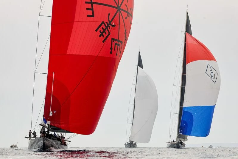 several sailboats on the beach aboard SVEA Yacht for Sale