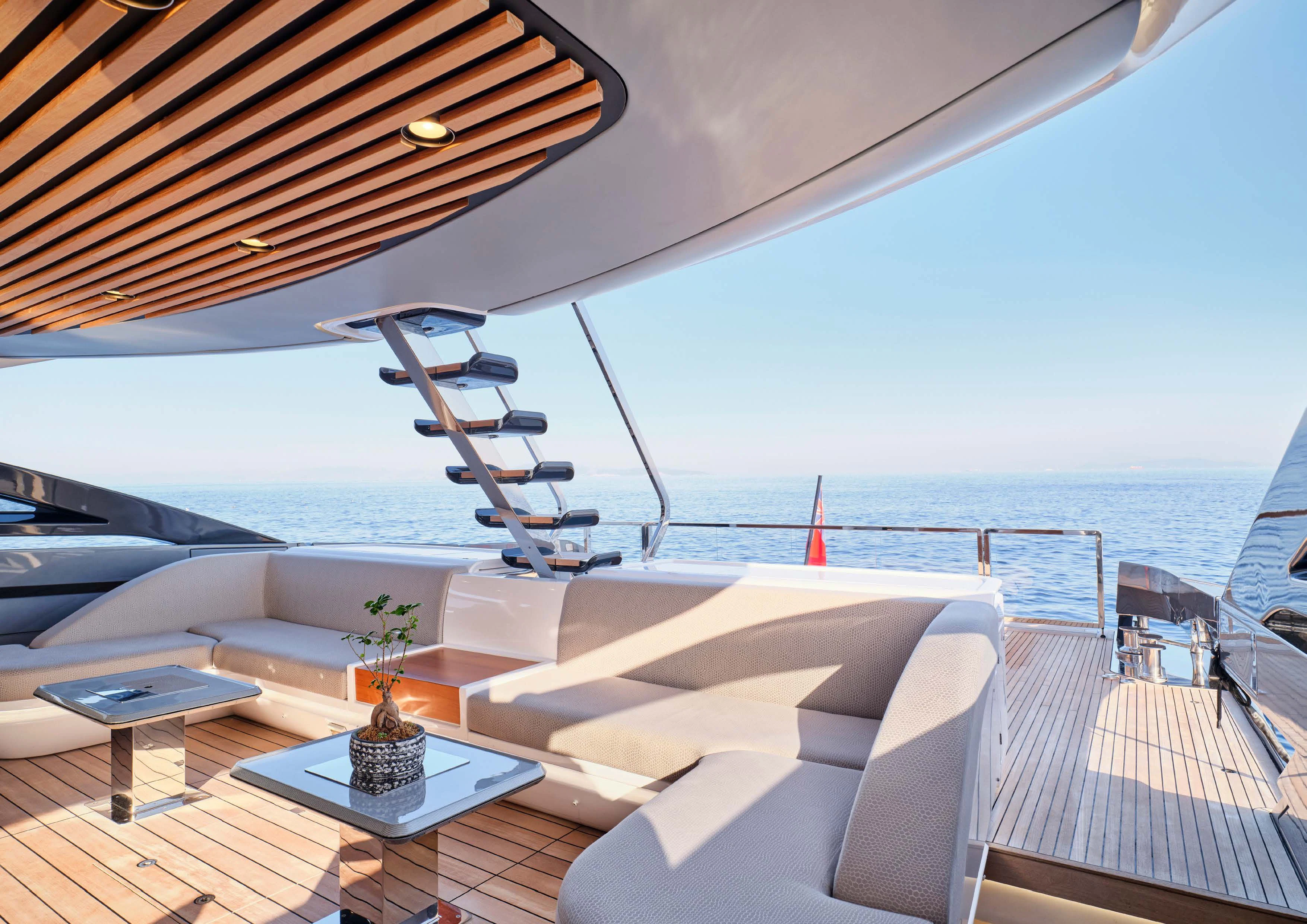 a balcony overlooking the ocean aboard D FIVE Yacht for Sale