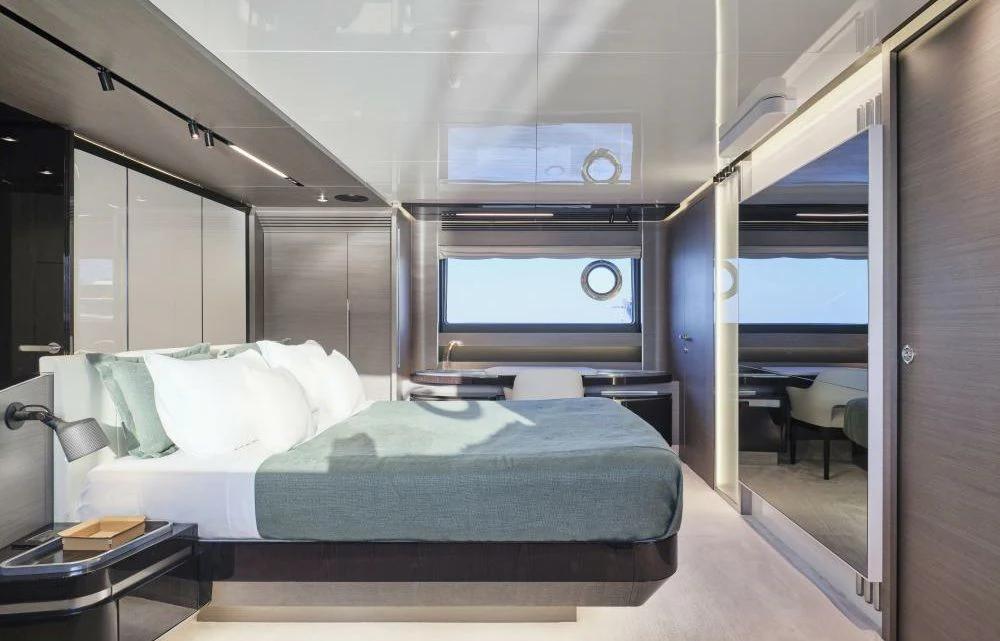 a room with a bed and a tv aboard D FIVE Yacht for Sale