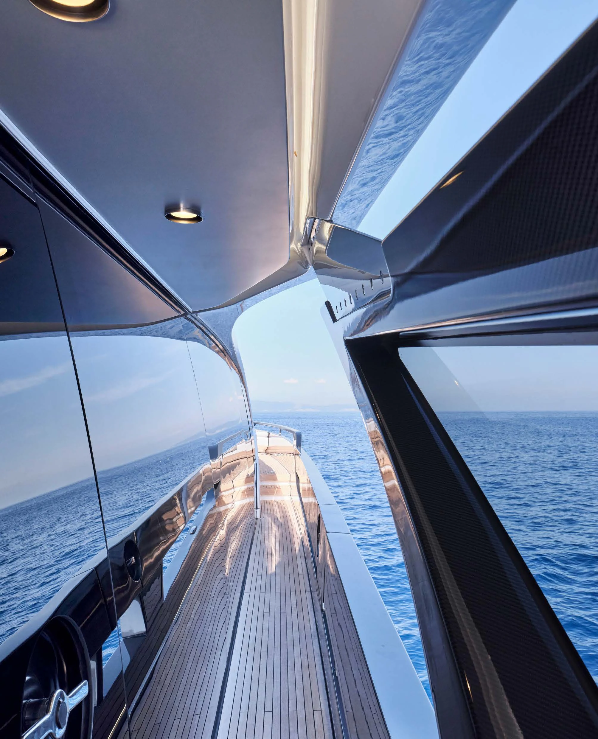 a view of the ocean from the inside of a boat aboard D FIVE Yacht for Sale