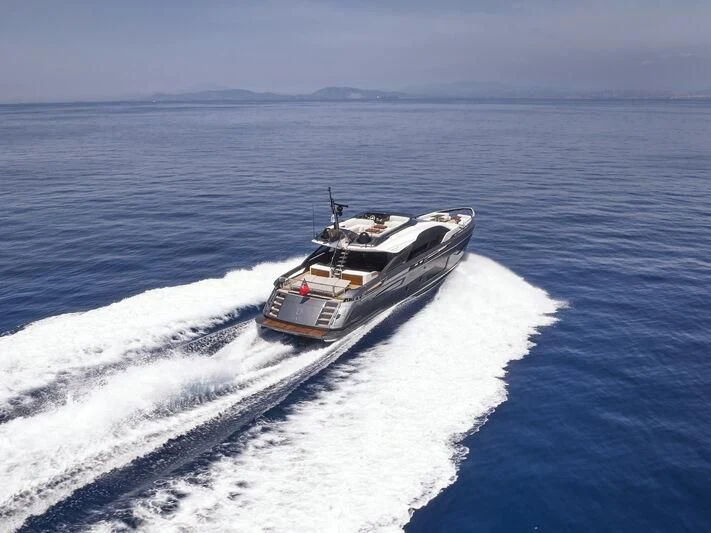 a boat driving on water aboard D FIVE Yacht for Sale