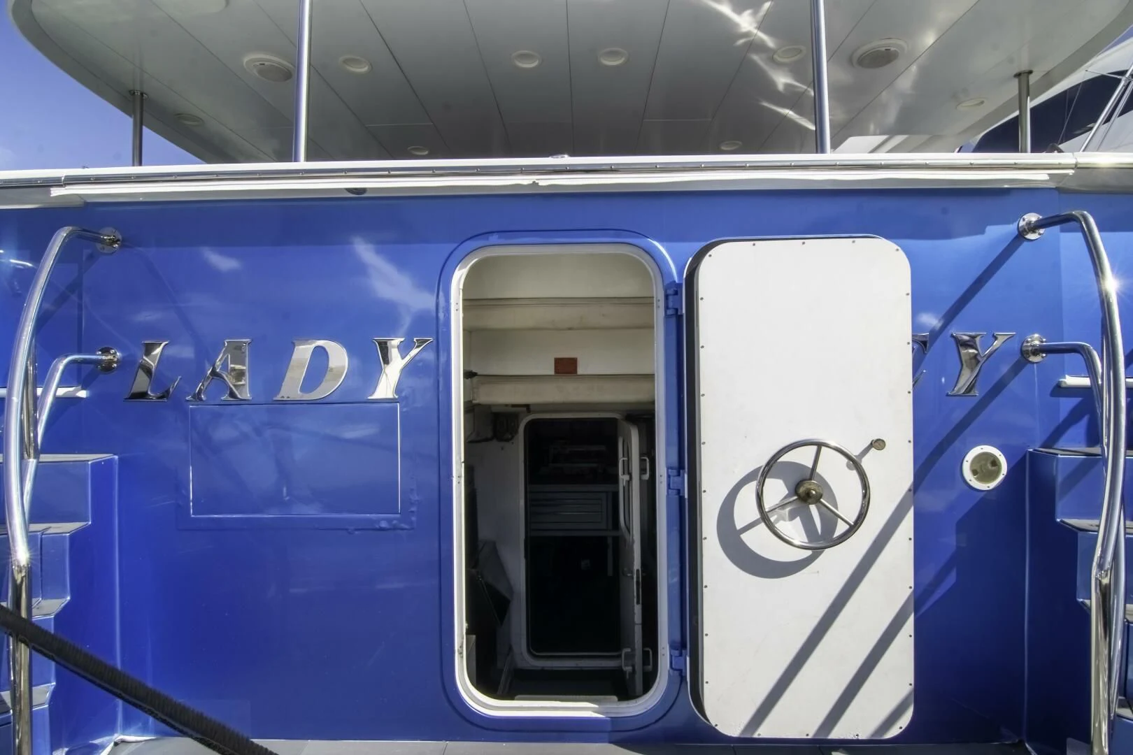 a train with doors and windows aboard LADY AUDREY Yacht for Sale