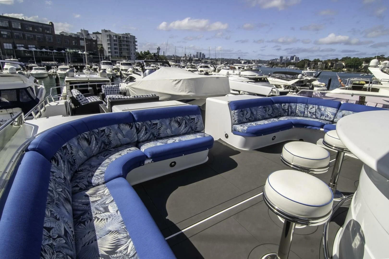 a deck with a group of boats on it aboard LADY AUDREY Yacht for Sale