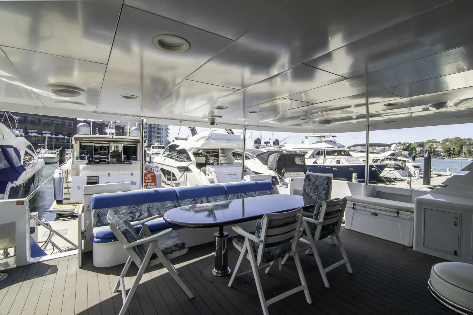 a large room with a pool table and chairs aboard LADY AUDREY Yacht for Sale