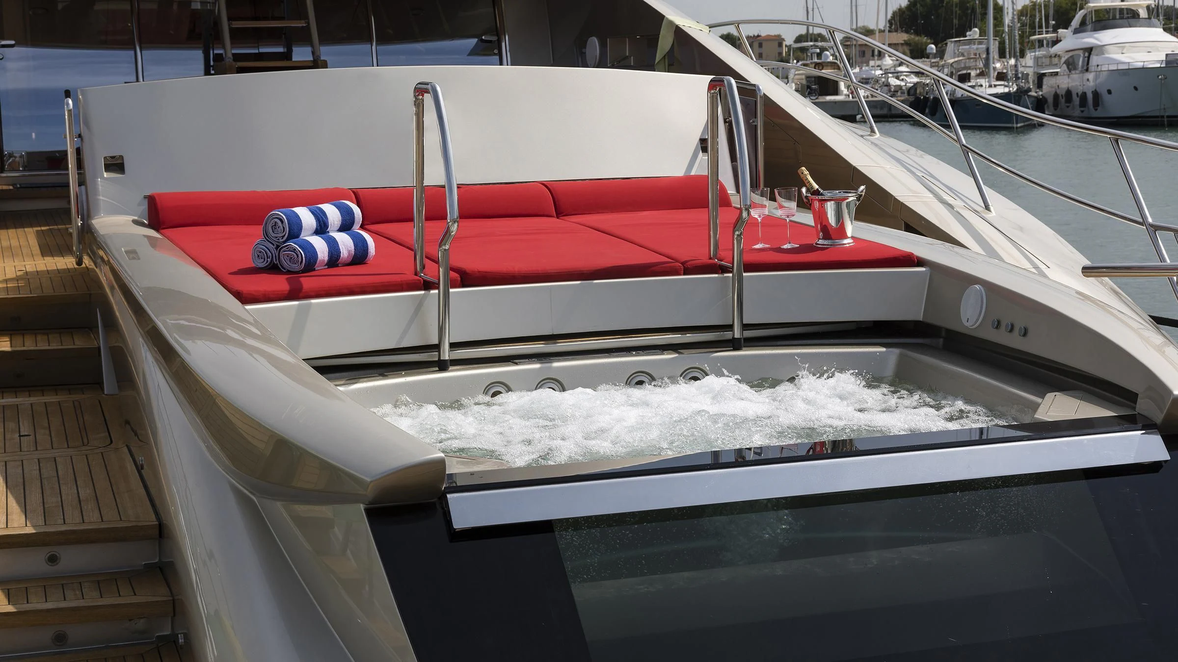a boat with a dolphin in it aboard BAGHEERA Yacht for Charter