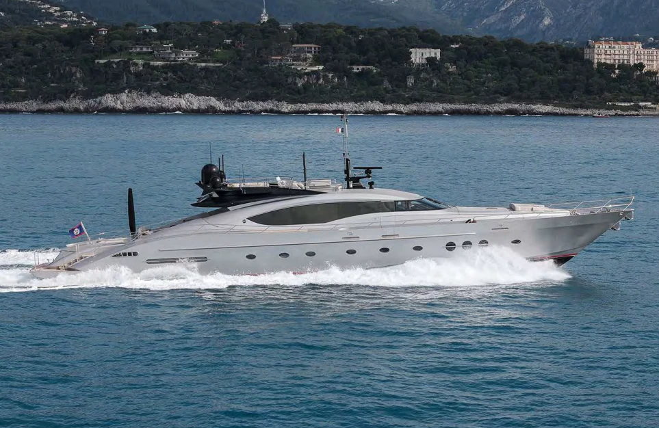 a white boat in the water aboard BAGHEERA Yacht for Charter