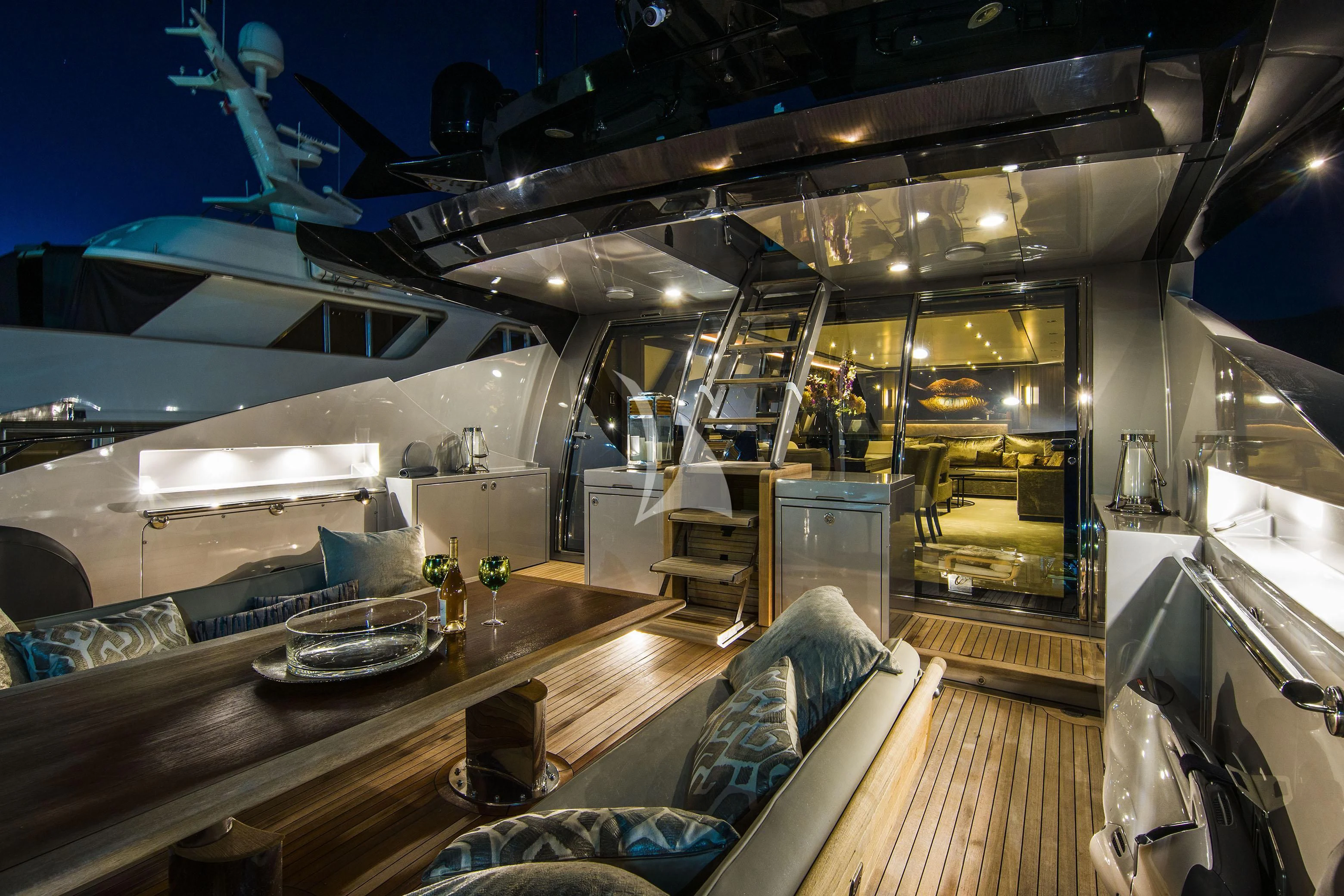a room with a large glass wall aboard BAGHEERA Yacht for Charter