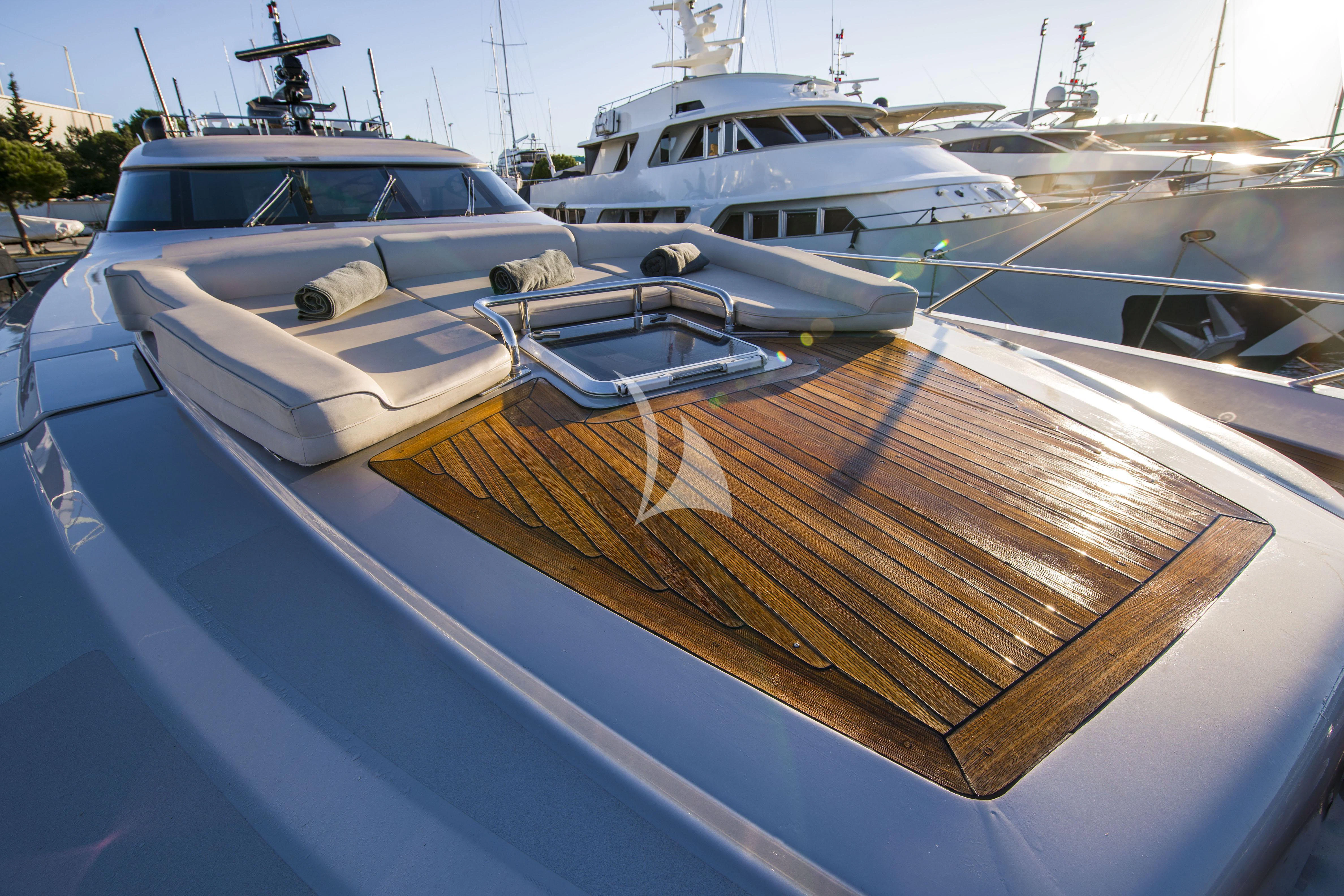 a boat parked in a harbor aboard BAGHEERA Yacht for Charter