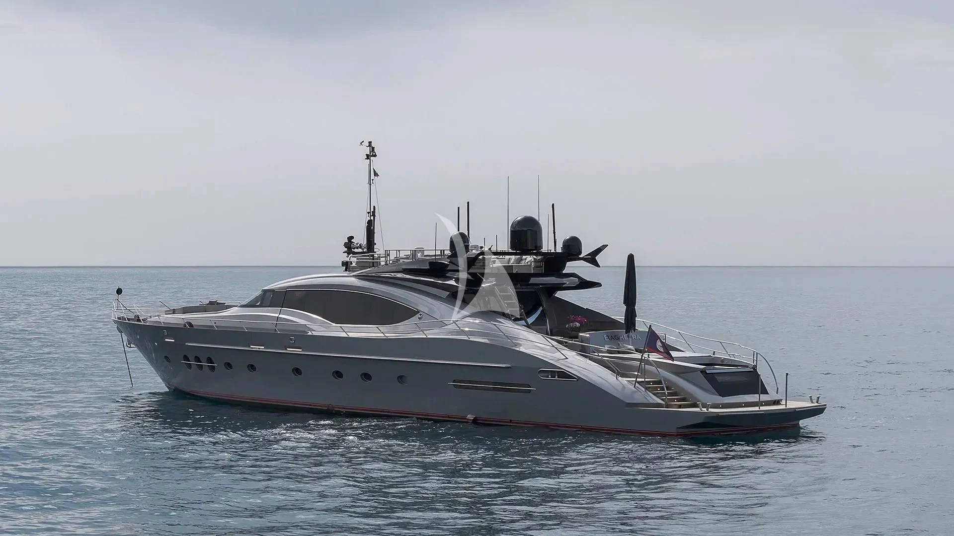 a white yacht in the water aboard BAGHEERA Yacht for Charter