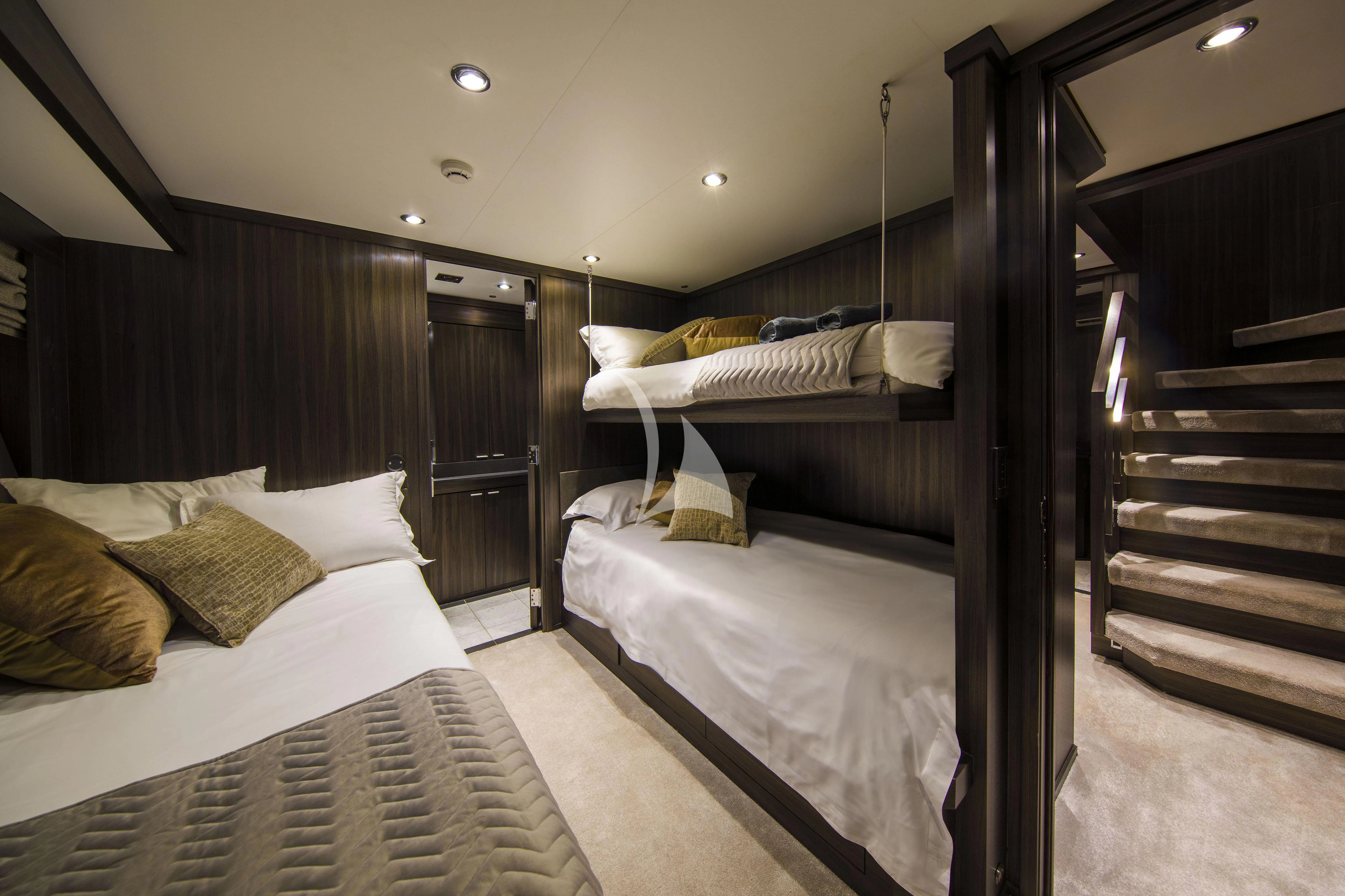a room with bunk beds aboard BAGHEERA Yacht for Charter