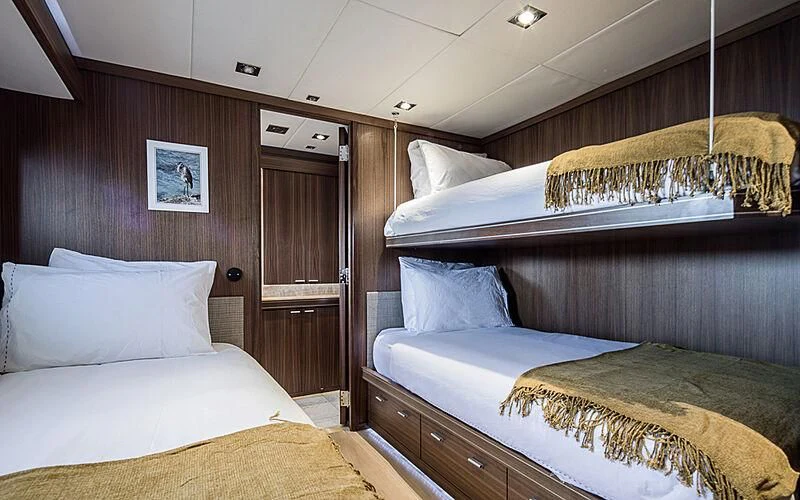 a room with two beds aboard BAGHEERA Yacht for Charter
