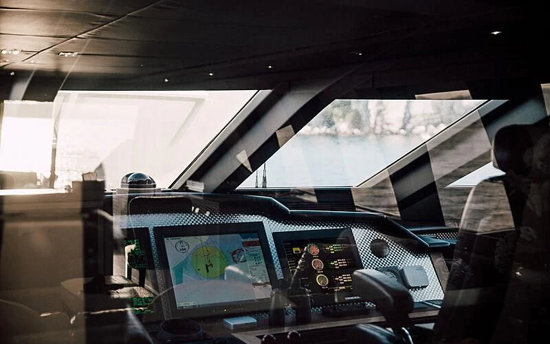 a cockpit with a few pilots aboard BAGHEERA Yacht for Charter