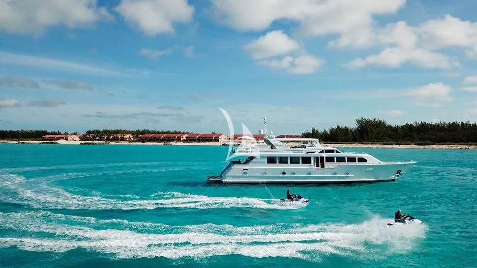 a boat in the water aboard ISLAND VIBE Yacht for Sale